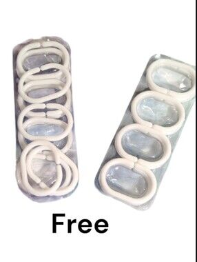free With Purchase White Plastic Shower Curtain Rings - Pack of 24